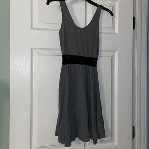 H&M Grey and Black Lace Mini Dress